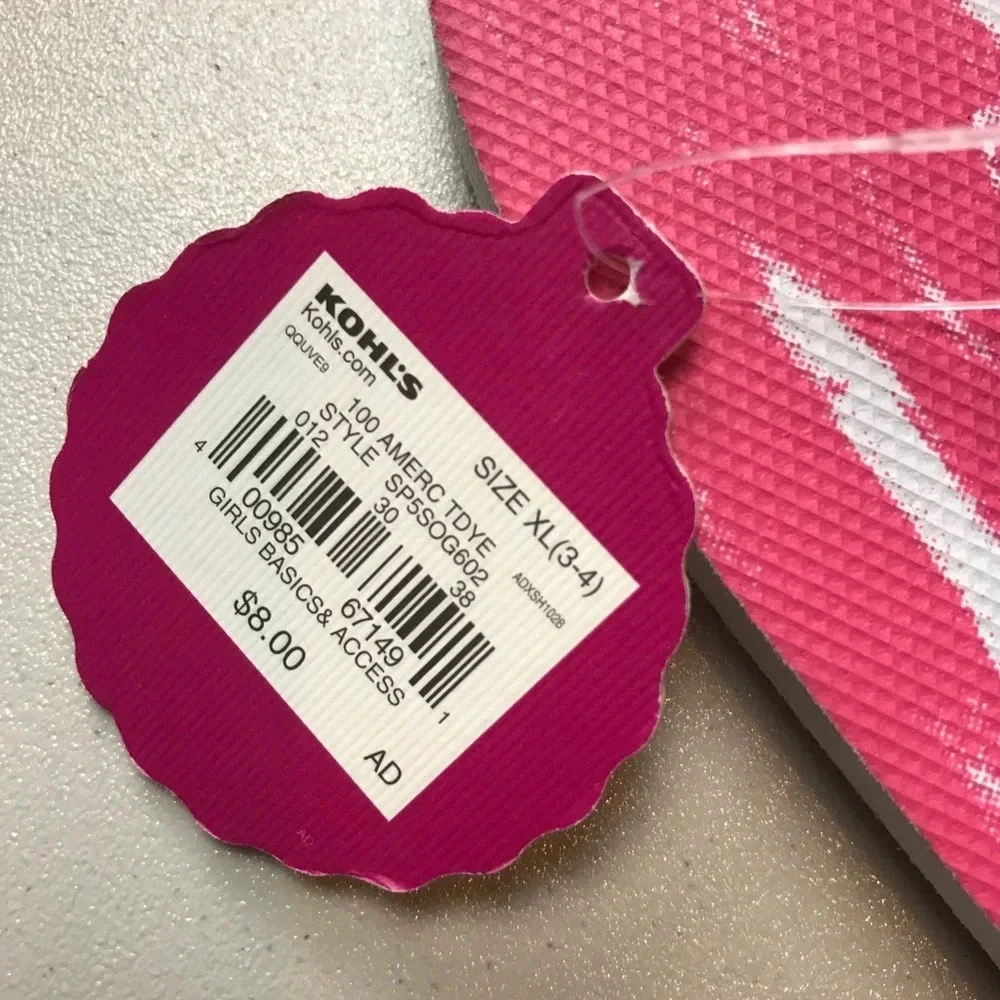NWT So Red White & Blue Flip Flops Kids Size 3-4